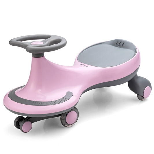 Infans Wiggle Car Ride-on Toy w/ Flashing Wheels for Toddlers & Kids Pink