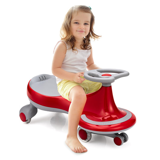 Infans Wiggle Car Ride-on Toy w/ Flashing Wheels for Toddlers & Kids Red
