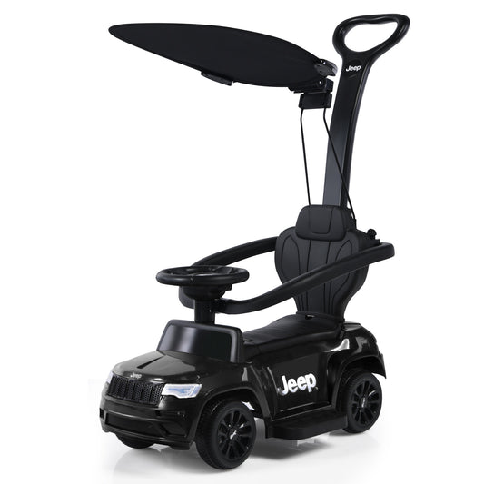 Infans 3 in 1 Licensed Jeep Kids Push Car Toddler Stroller Walking Car w/ Canopy Black