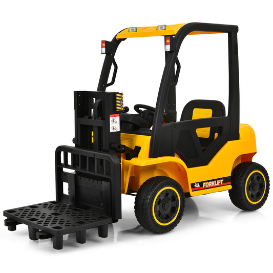 Infans 12V Kids Ride On Forklift Construction Vehicle w/ Remote Control & Back Trunk