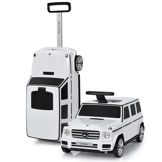 Infans 2-in-1 Kids Ride On Car Toy Toddler Travel Suitcase Licensed Mercedes Benz White