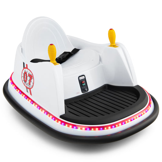 Infans 6V Kids Ride On Bumper Car Vehicle 360?? Spin Race Toy w/ Remote Control White