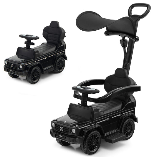 Infans 3 in 1 Ride on Push Car Mercedes Benz G350 Stroller Sliding Car w/ Canopy Black