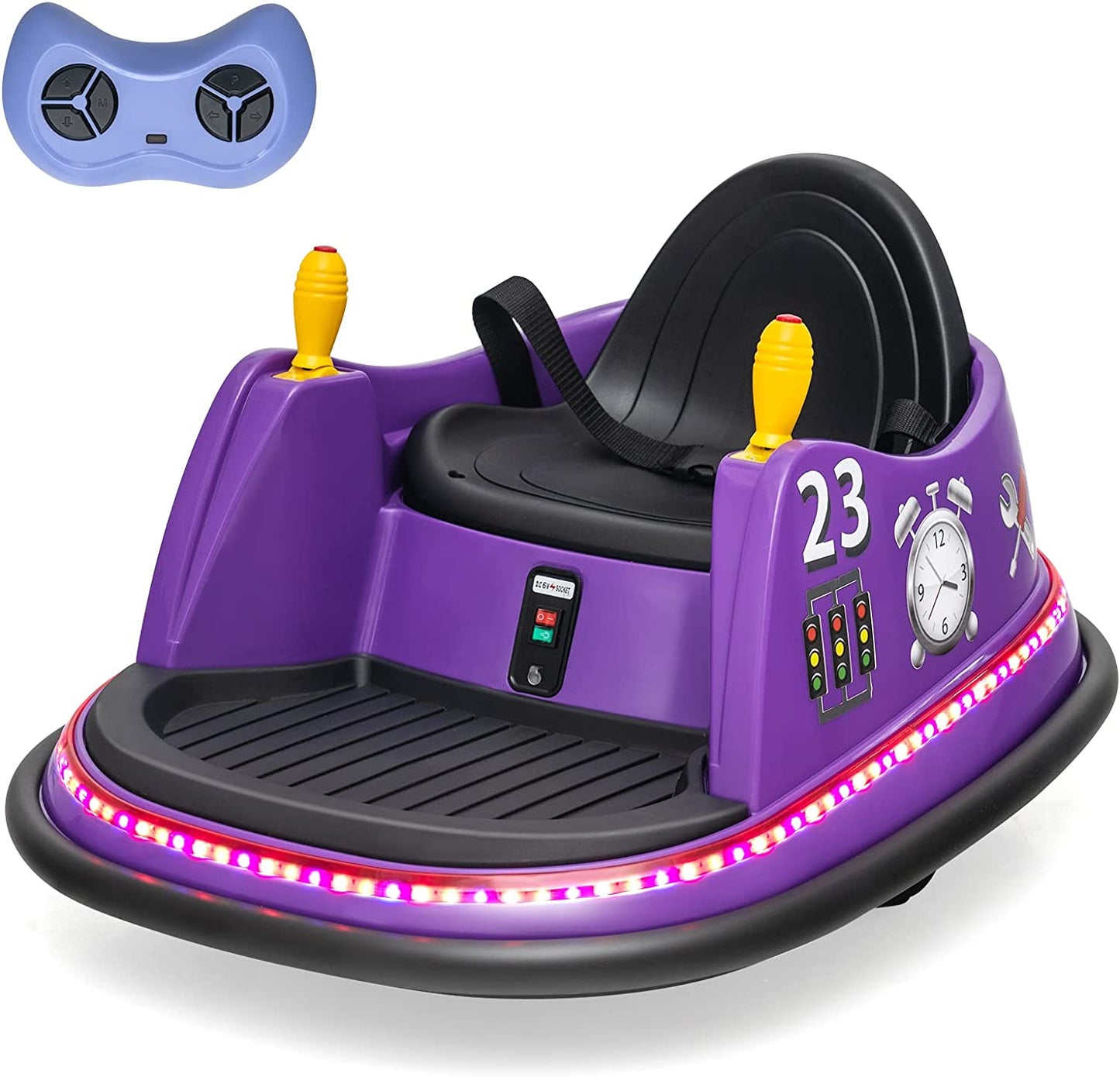 Infans Ride On Bumper Car for Kids, 6V Electric Toy Vehicle with Remote Control Purple