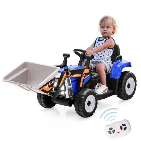 Infans Kids Ride On Excavator Digger 12V Electric Tractor RC w/ Digging Bucket Blue