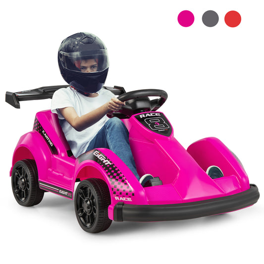 Infans 6V Battery Powered Go Kart Kids Ride On 4 Wheel Racer RC w/ Bumper & MusicPink
