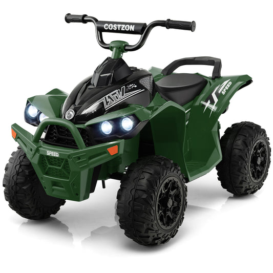 Infans 12V Battery Powered Kids Ride On ATV Electric 4-Wheeler Quad Car w/ MP3 & LightArmy Green