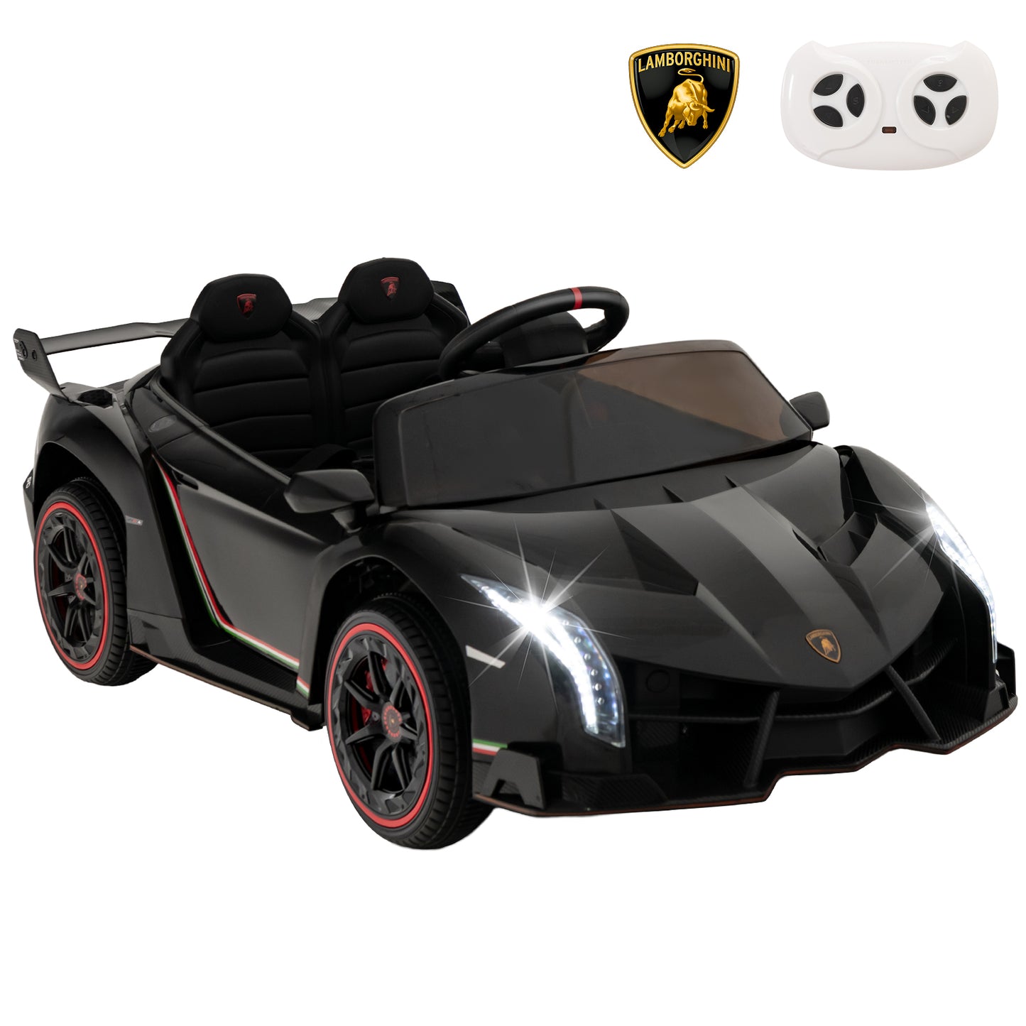 Infans Licensed Lamborghini 4WD Kids Ride-on Sports Car 12V Battery Powered w/ 3 SpeedsBlack