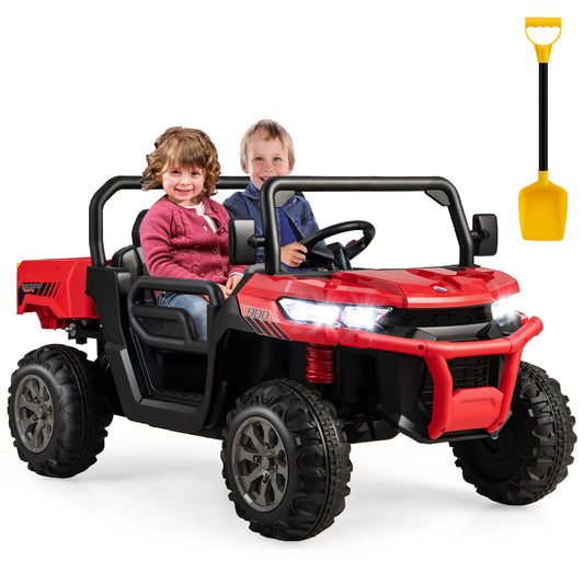 Infans 24V Kids Ride On Dump Truck 2-Seater Electric Truck w/ Remote Control Red