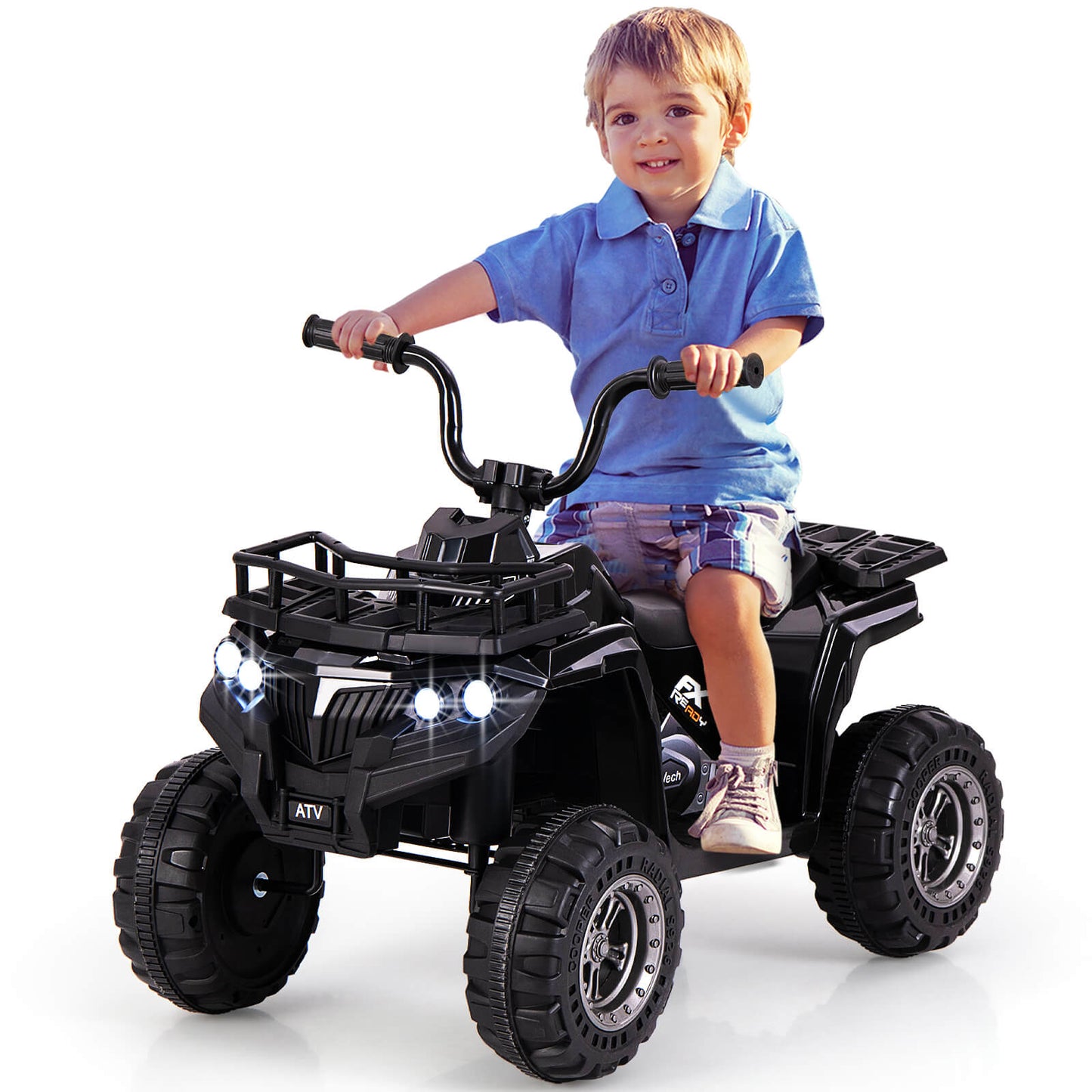 Infans Kids Ride On Electric ATV 6V 4-Wheeler Quad Car w/ One-Button Start Tread TiresBlack