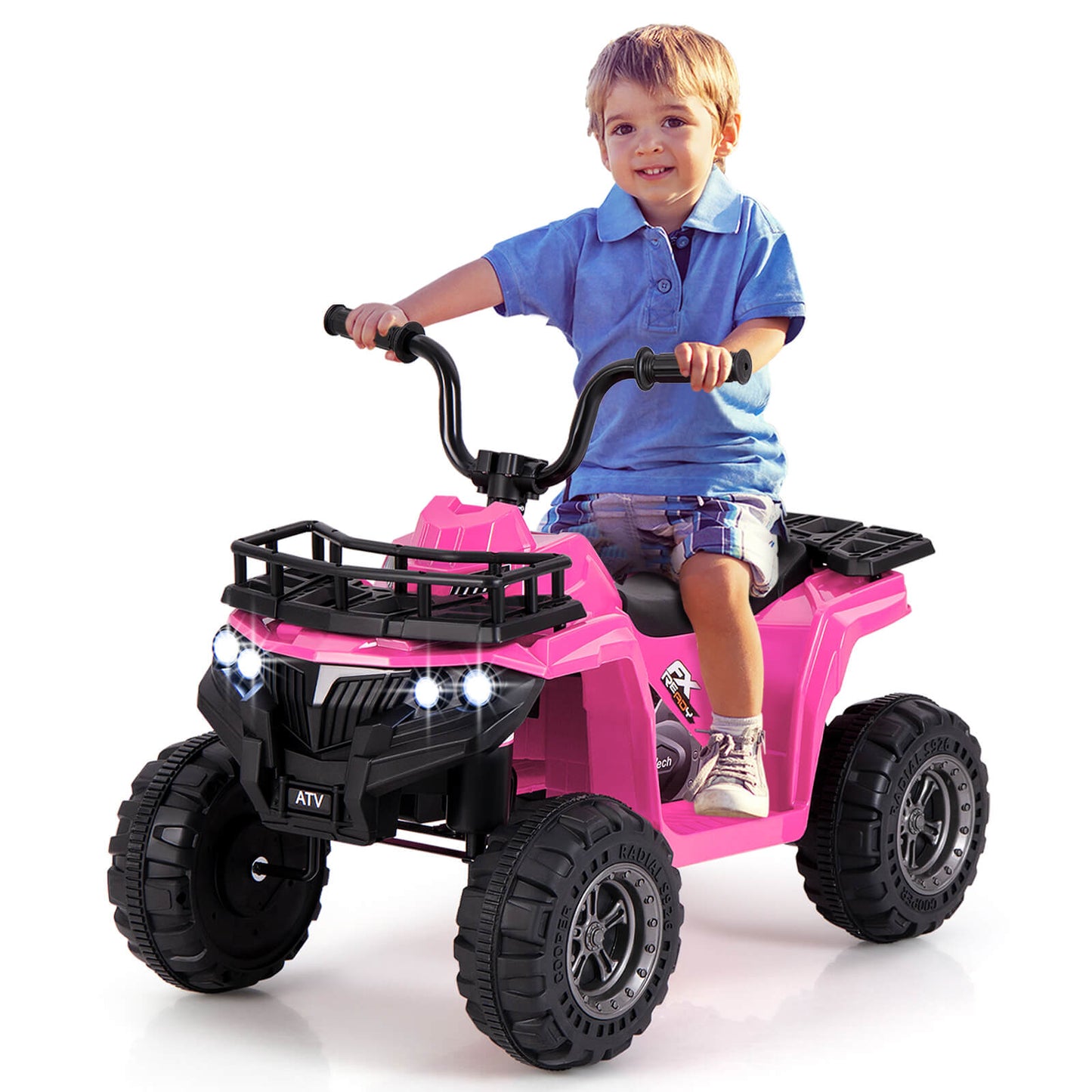 Infans Kids Ride On Electric ATV 6V 4-Wheeler Quad Car w/ One-Button Start Tread TiresPink