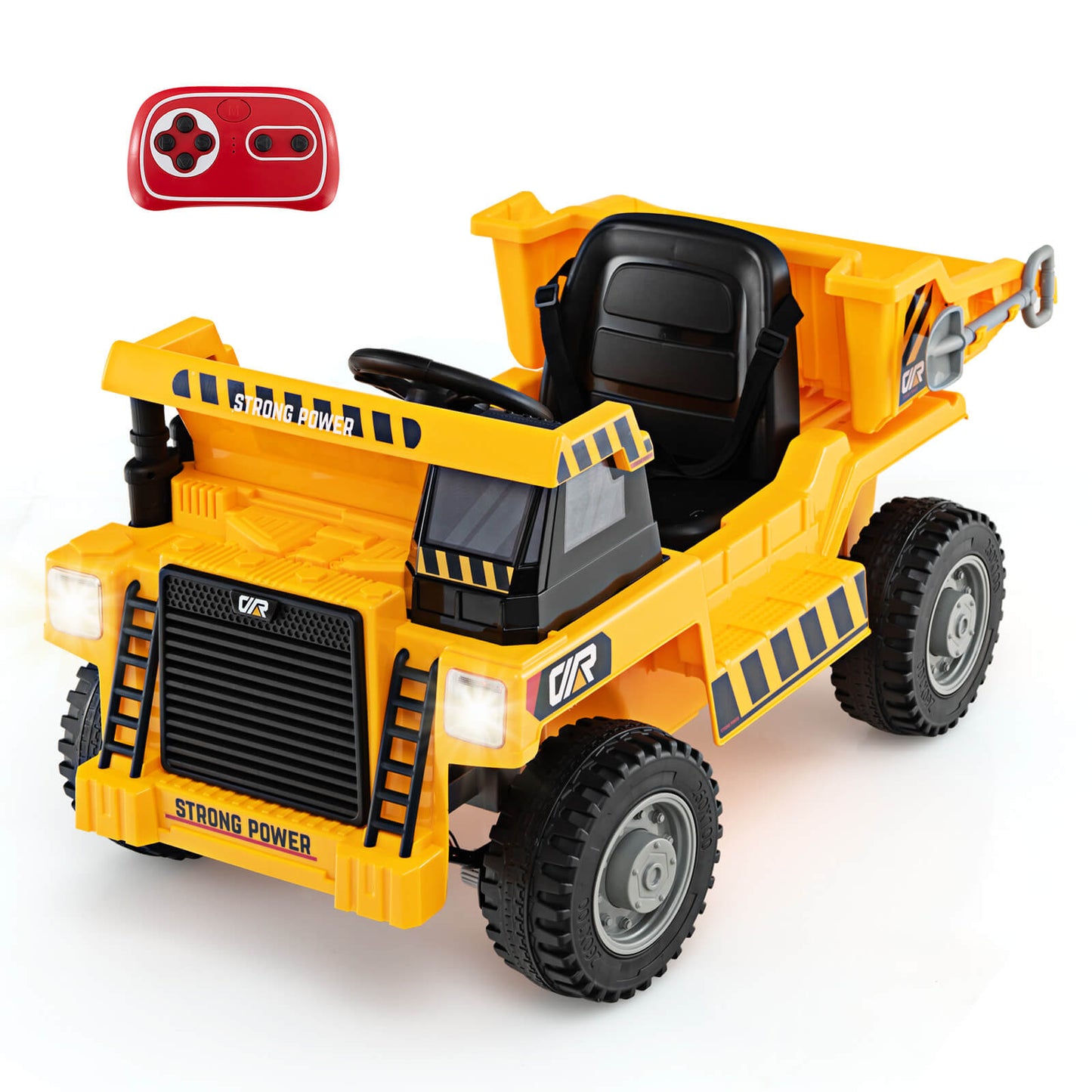 Infans Kids Ride-On Dump Truck w/ Wireless Connection Music LED Lights Soft StartYellow
