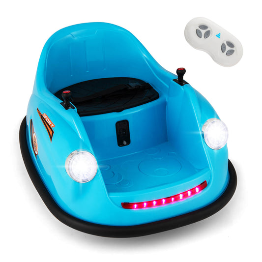 Infans Ride on Bumper Car for Kids with Remote Control 360 Degree Spin LED LightBlue