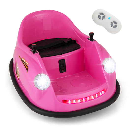 Infans Ride on Bumper Car for Kids with Remote Control 360 Degree Spin LED LightPink