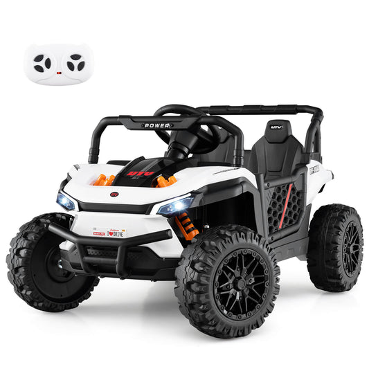 Infans 12V Kids Ride on Truck w/Parental Remote 3 Speeds & Reverse Forward FunctionBlack + White