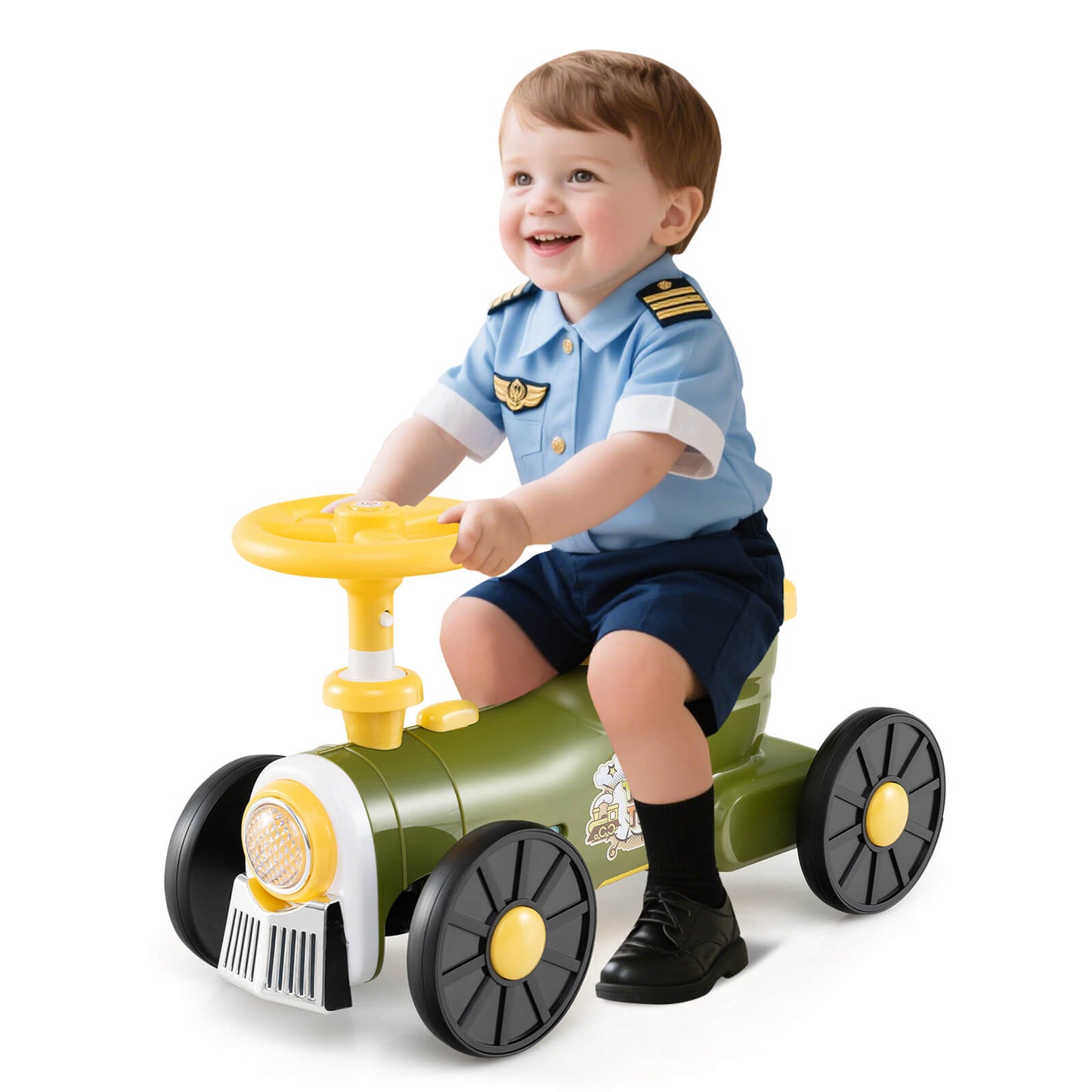 Infans Ride on Push Car with Storage Compartment & Train Whistle Sound Button
