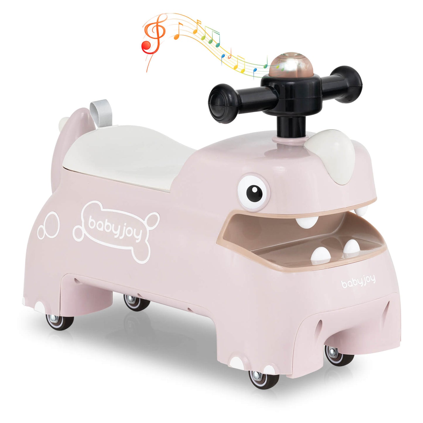 Infans Ride on Toy Baby Dinosaur Sliding Car with4 Universal Casters Under-Seat StoragePink