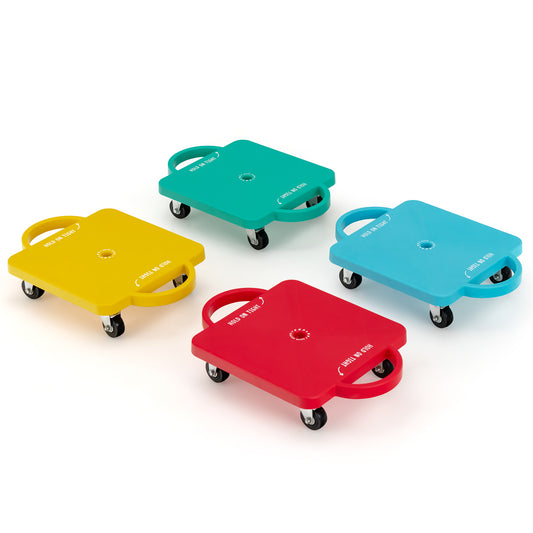 Infans Kids Sitting Scooter Floor Scoot Board with Handles Universal Casters 4-Pack