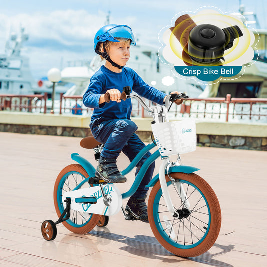 Infans 16inch Kids Bike Toddler Adjustable Bicycle w/Training Wheel for 4-8 Years Old GirlTurquoise
