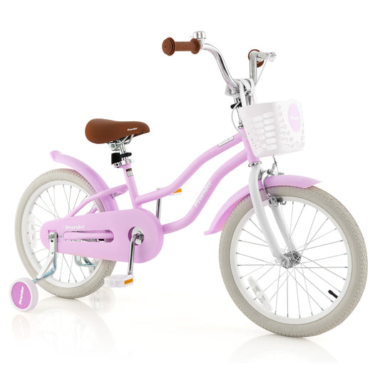 Infans 18 inch Kids Bike Toddler Bicycle w/Training Wheel Kickstand for 4-8 Years Purple