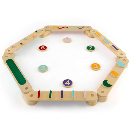 Infans Wooden Balance Beam w/ Stepping Stones Balance Board Toy Playset for 1+ Toddlers