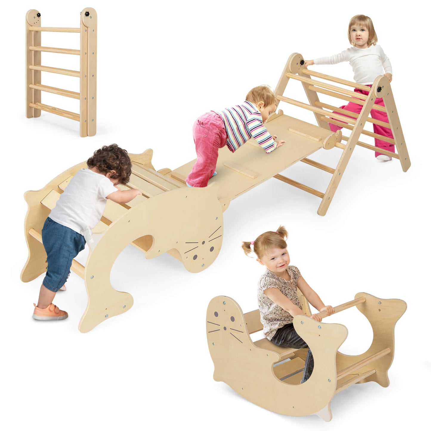 Infans 7-in-1 Indoor Climbing Toys for Toddlers w/ Reversible Ramp Sea Lion RockerNatural