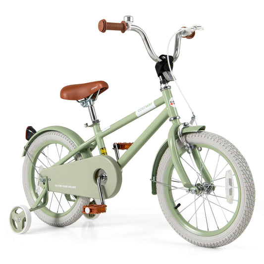 Infans 16 inch Kids Bike w/Adjustable Saddle Handlebar Removable Training Wheels Handbrake