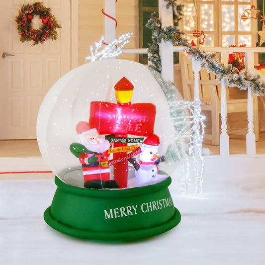 Infans 4 FT Christmas Inflatable Santa Snow Globe Light Up Crystal Ball w/ Snowman