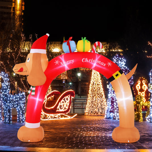 Infans 8FT Inflatable Christmas Dachshund Arch Yard Decoration w/ LEDs & Air Blower