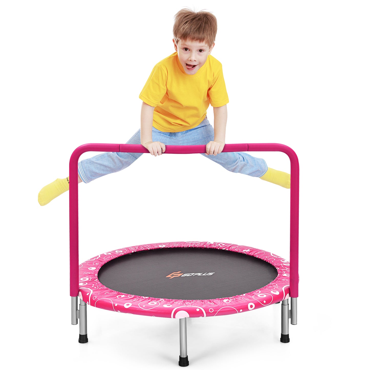 Infans 36 inch Kids Trampoline Rebounder W/Full Covered Handrail & Pad Indoor Outdoor Pink