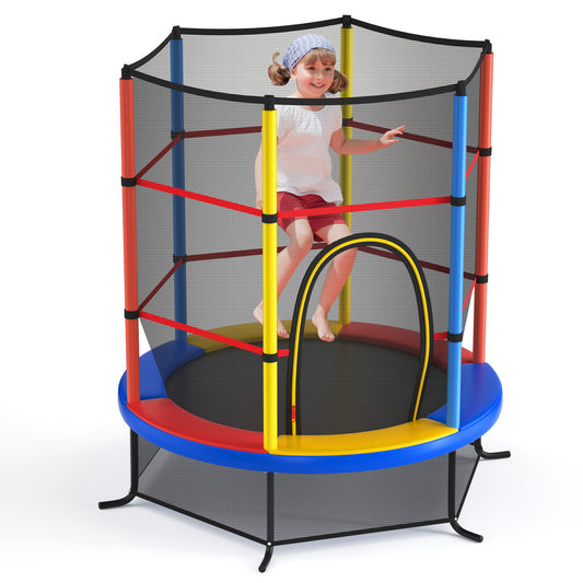 Infans 55inch Kids Trampoline Bouncing Jumping Mat Recreational Trampoline W/Enclosure NetYellow