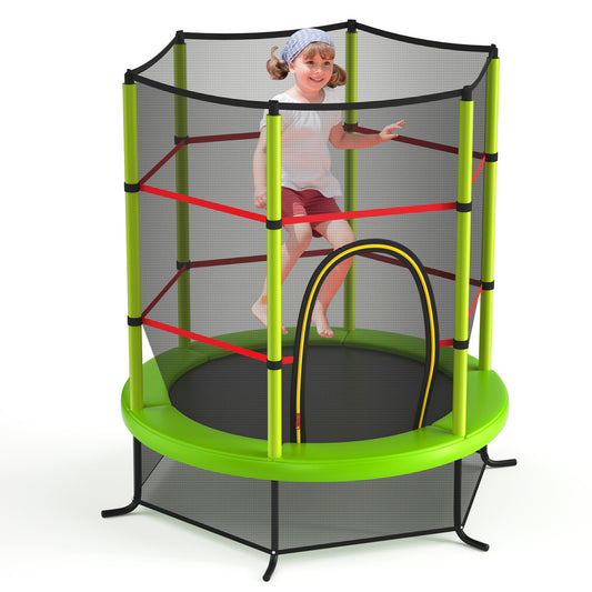 Infans 55inch Kids Trampoline Bouncing Jumping Mat Recreational Trampoline W/Enclosure NetGreen