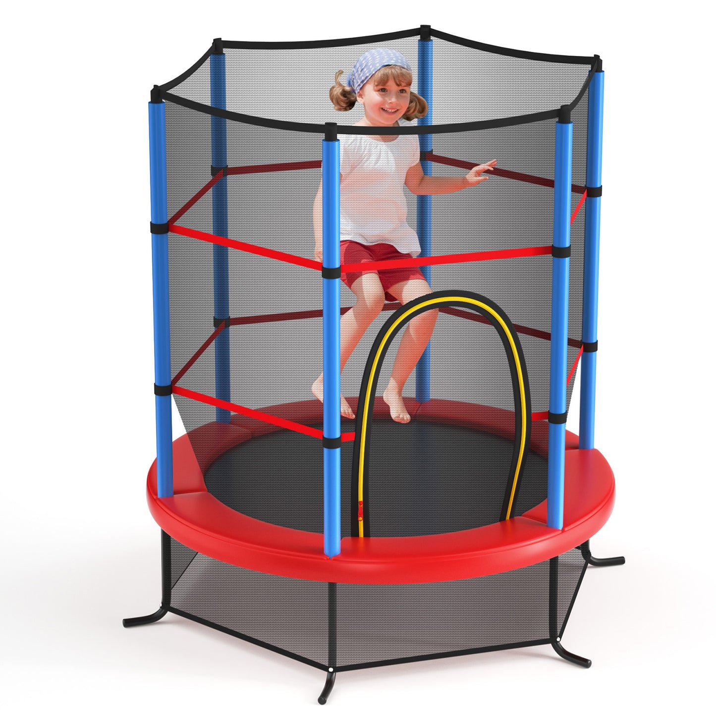 Infans 55inch Kids Trampoline Bouncing Jumping Mat Recreational Trampoline W/Enclosure NetBlue