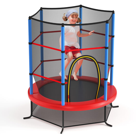 Infans 55inch Kids Trampoline Bouncing Jumping Mat Recreational Trampoline W/Enclosure NetBlue