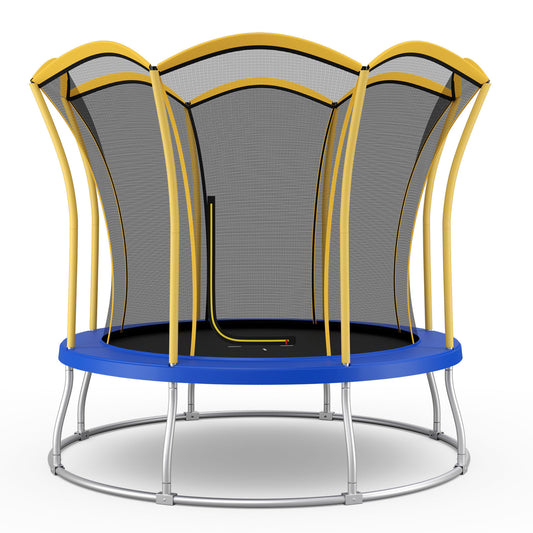 Infans 8FT Recreation Trampoline W/Exclusive Flower Shape Enclosure NetYellow/ Blue