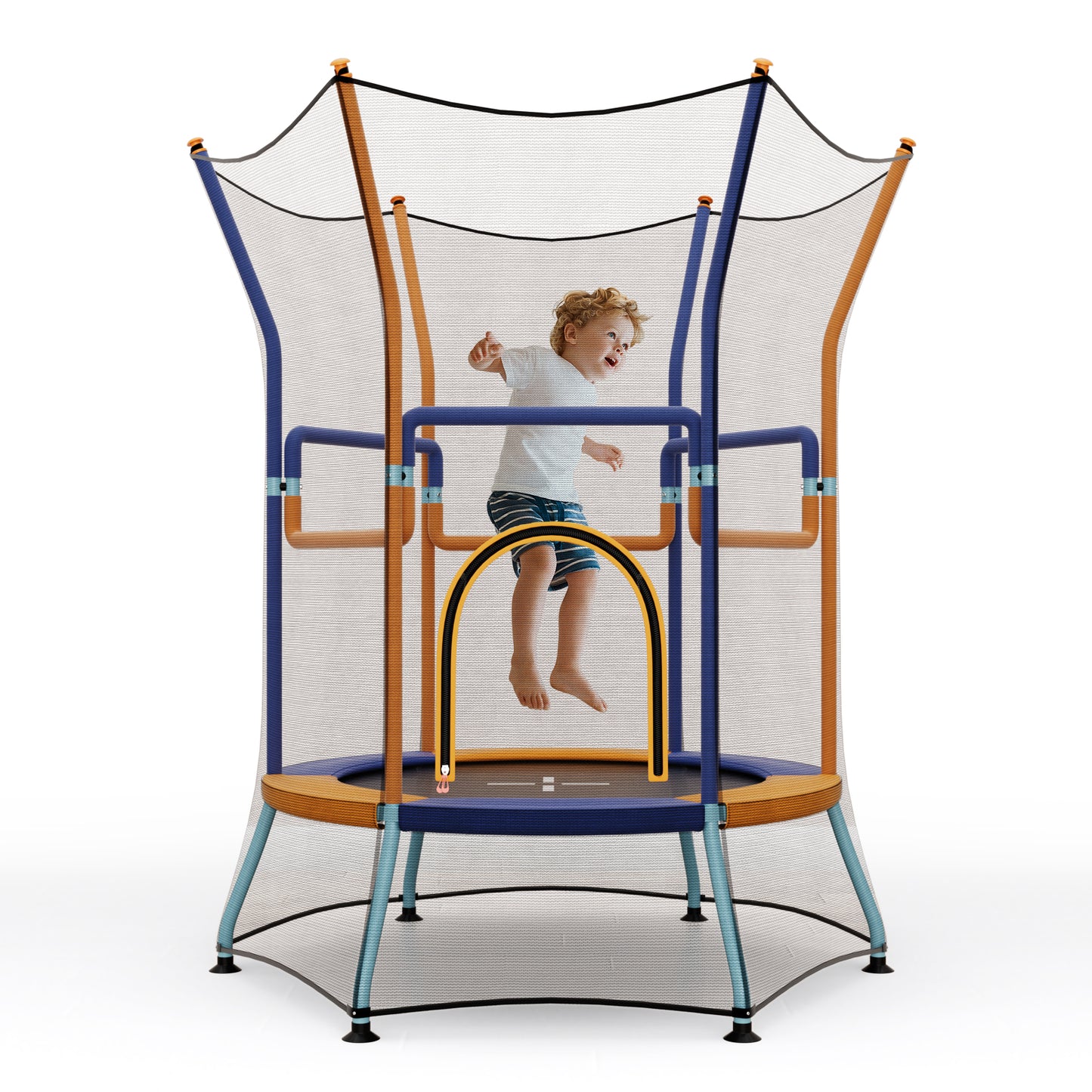 Infans Kids Mini Trampoline w/59 inch Higher Enclosure Net Seamless Jumping Mat Zipper Door