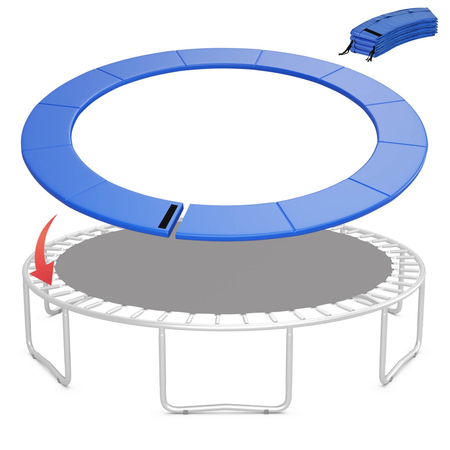 Infans Universal 16FT Split Trampoline Spring Cover with Hook and Loop Fastener WaterproofBlue