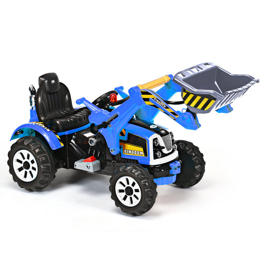 Infans Kids Ride On Excavator Truck 12V Battery Powered With Front Loader Digger Blue