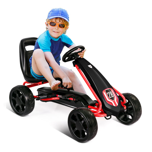 Infans Go Kart Pedal Car Kids Ride On Toys Pedal Powered 4 Wheel Adjustable Seat Black