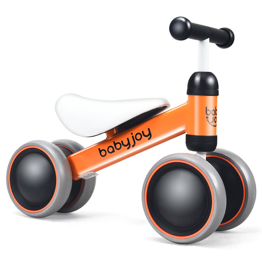 Infans 4 Wheels Baby Balance Bike Children Walker No-Pedal Toddler Toys Rides Orange