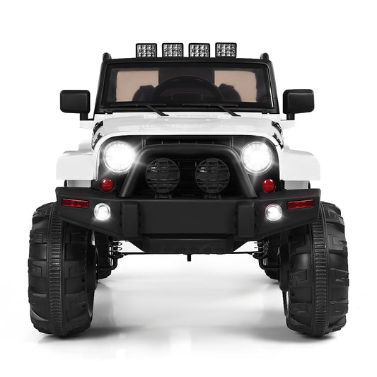 Infans 12V Kids Ride On Truck Car w/  Remote Control MP3 Music LED Lights White