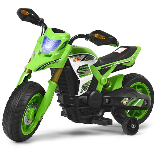 Infans 6V Electric Kids Ride-On Motorcycle Battery Powered Bike w/Training Wheels Green