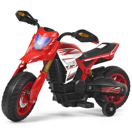 Infans 6V Electric Kids Ride-On Motorcycle Battery Powered Bike w/Training Wheels Red