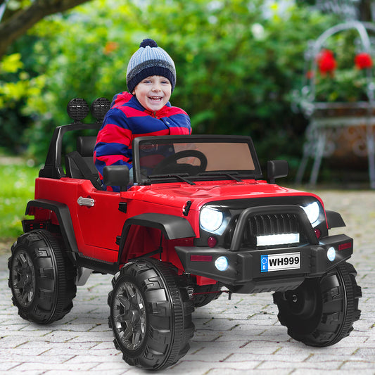 Infans 12V Kids Ride On Truck RC Car Spring Suspension w/ LED Light Music Trunk Red