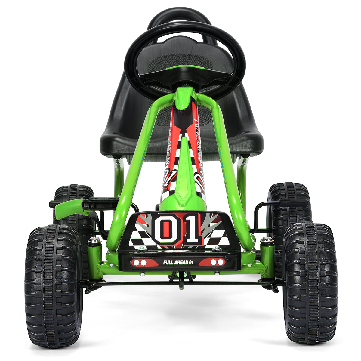 Infans Kids Pedal Go Kart 4 Wheel Ride On Toys w/ Adjustable Seat & Handbrake Green