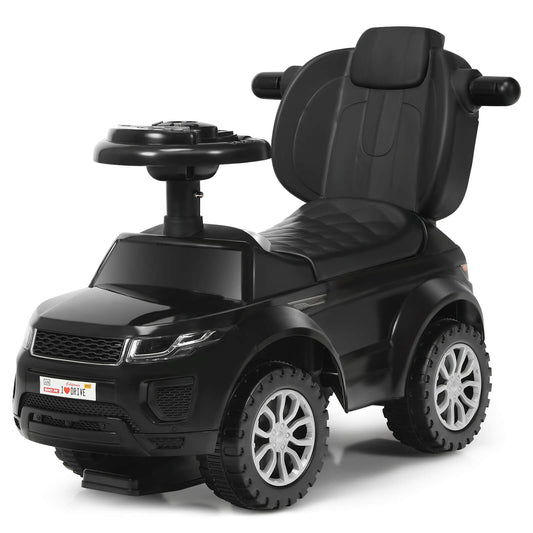 Infans 3 in 1 Ride on Push Car Toddler Stroller Sliding Car w/Music Black