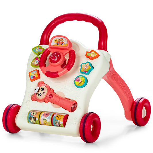 Infans Baby Walker Sit-to-Stand Learning Walker w/ Projection Music Wand Red