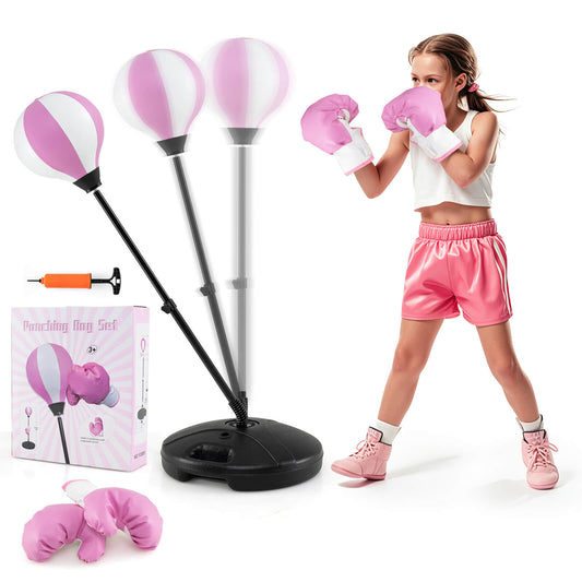 Infans Kids Punching Bag Toy Set Adjustable Stand Boxing Glove Speed Ball w/ Pump New