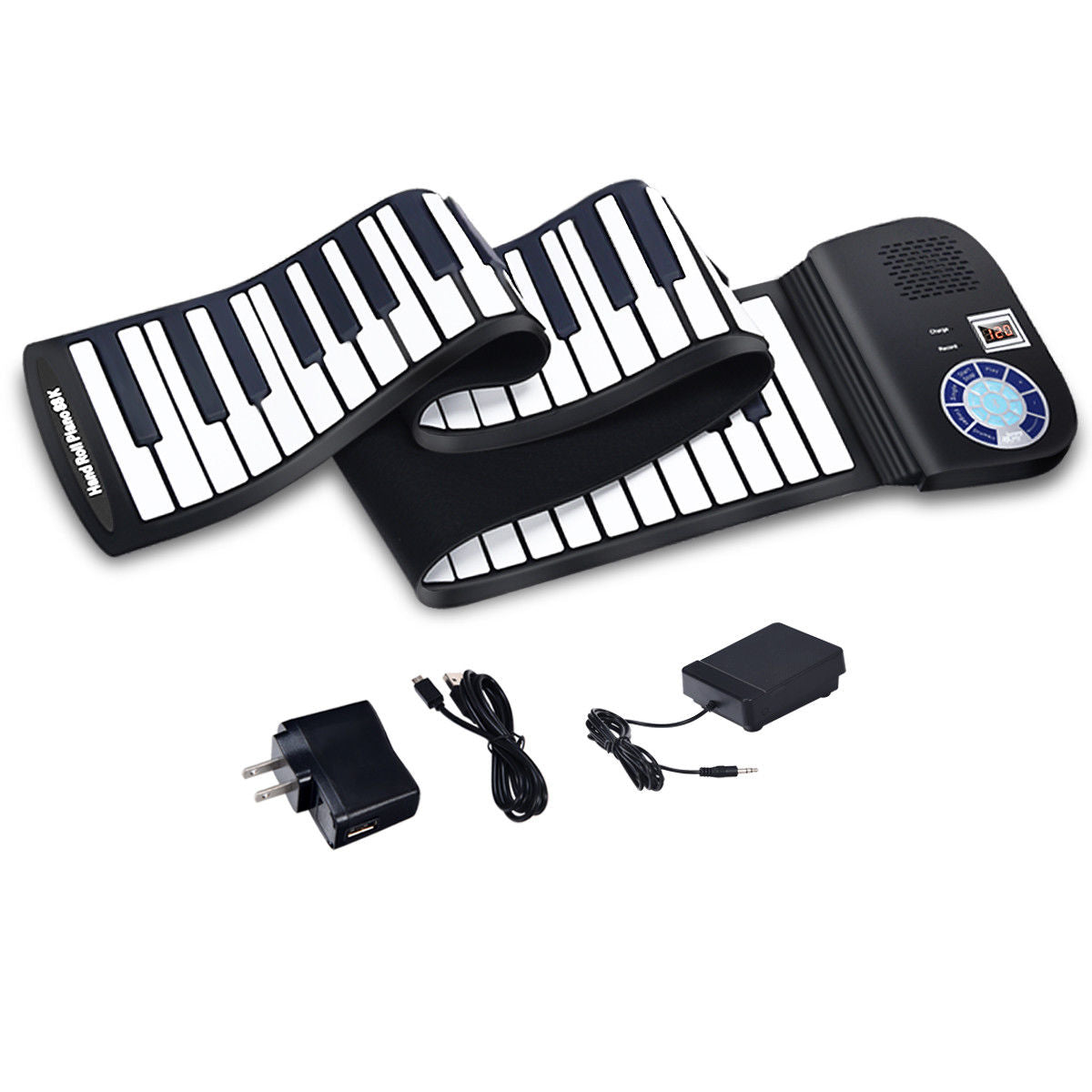 Infans 88 Key Electronic Roll Up Piano Keyboard Silicone Rechargeable   w/PedalBlack