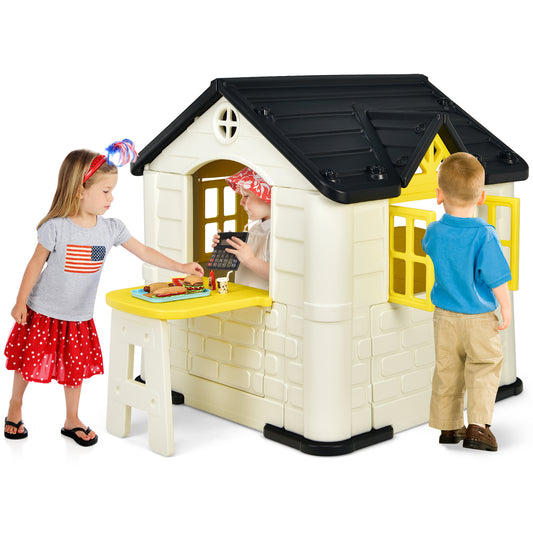 Infans KidFTs Playhouse Games Cottage w/ 7 PCS Toy Set & Waterproof Cover Yellow